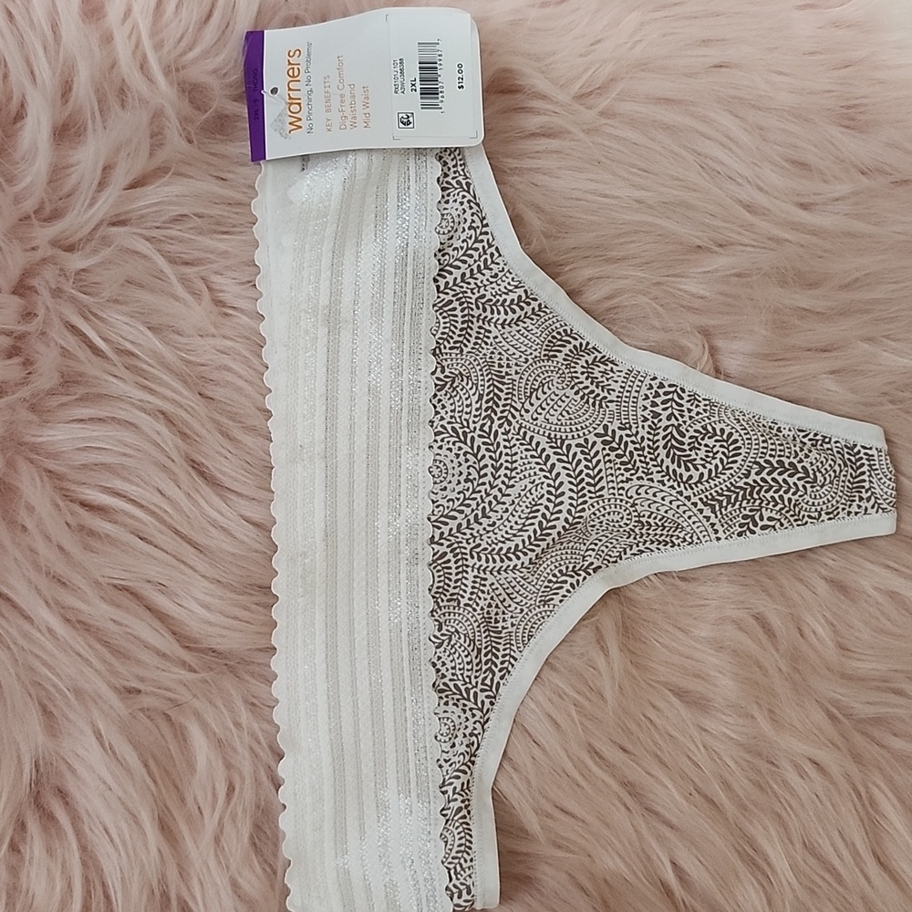 Brand New WARNERS WIDE WAISTBAND THONG PANTY-2XL